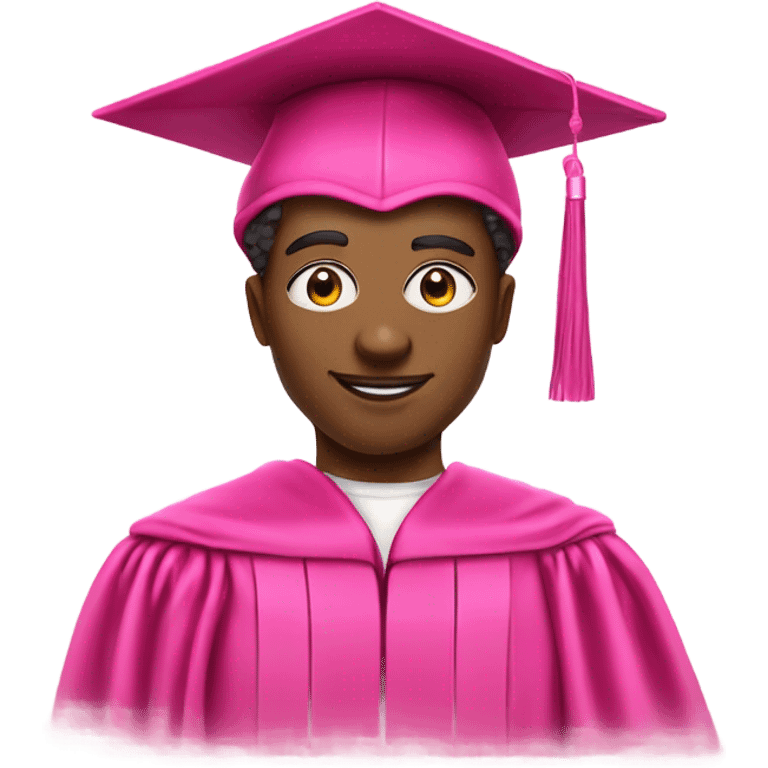 superhero in a pink graduation hat and pink academic regalia emoji