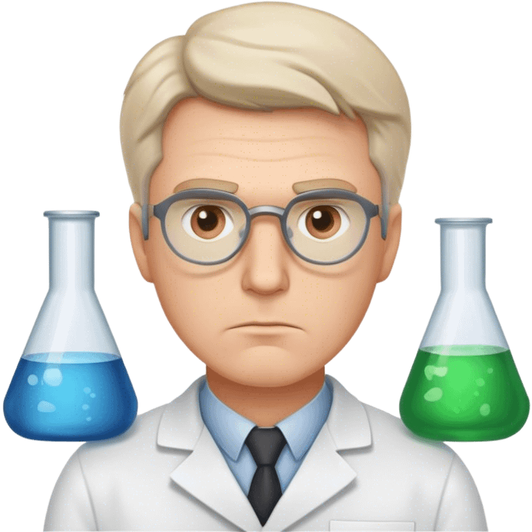 white man scientist photorealistic serious emoji