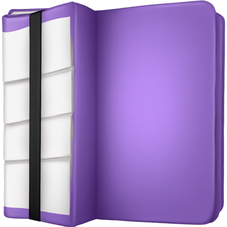 Closed book with purple cover, white pages, black spine emoji