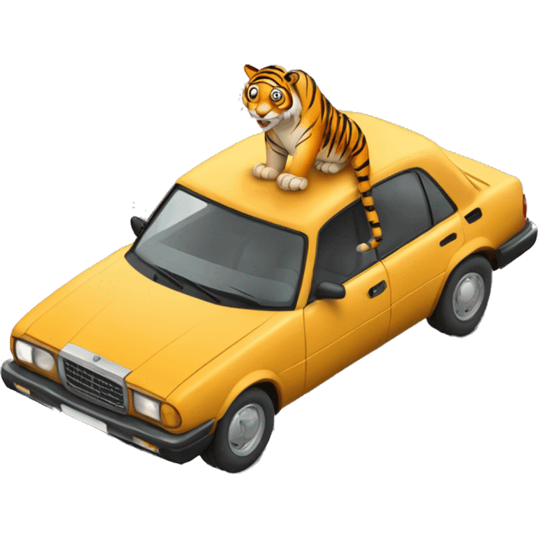 a tiger parking a car saying "NN" emoji