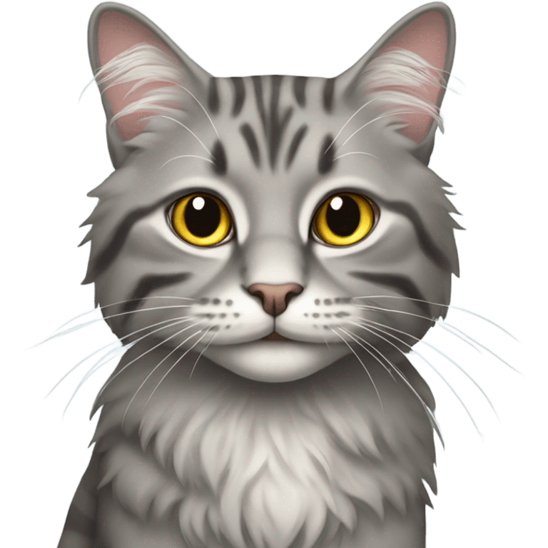 Grey long hair tabby cat emoji