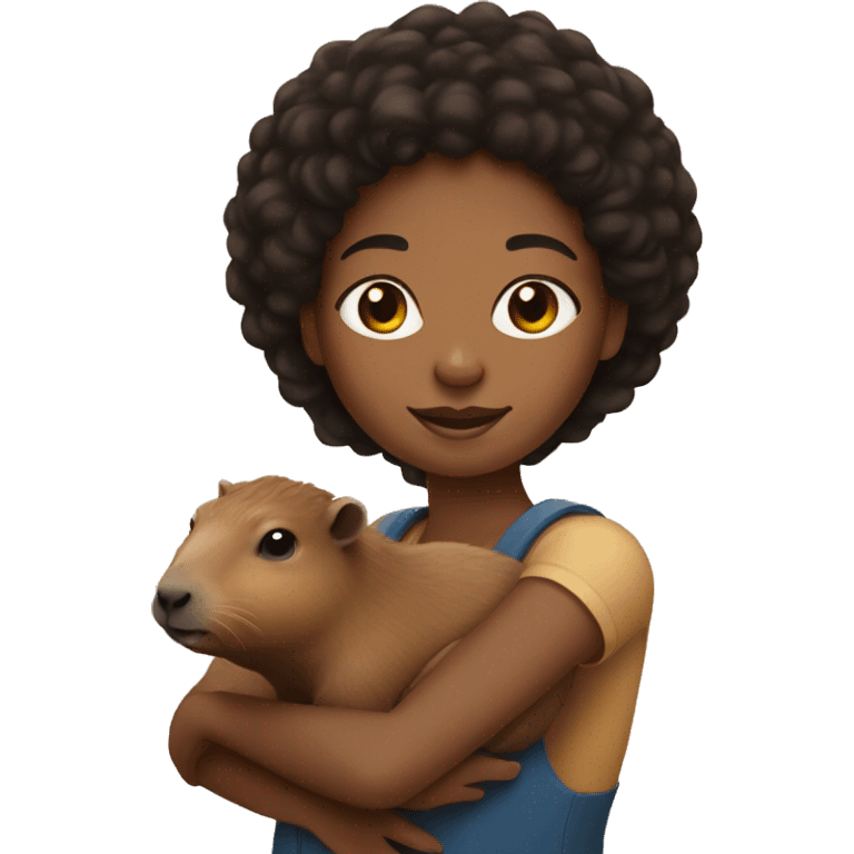 Black girl holding a capybara emoji