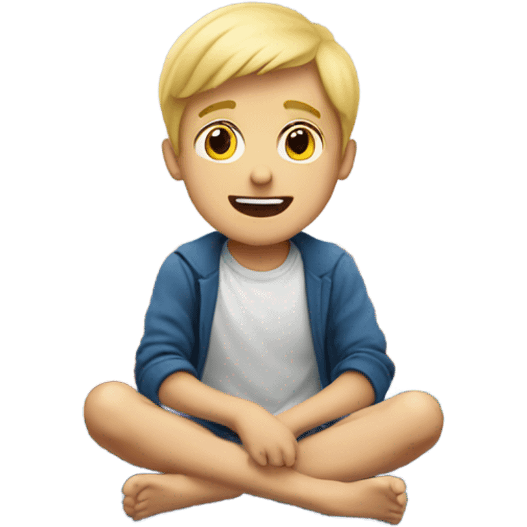 blonde boy on bed portrait looking intrigued and excited  emoji