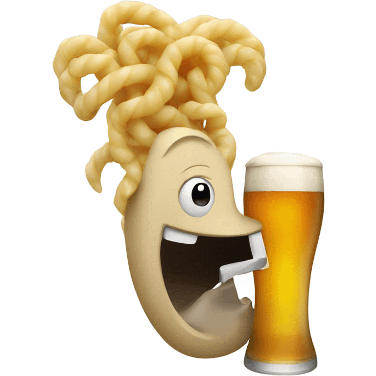 Noodle drinking a beer emoji