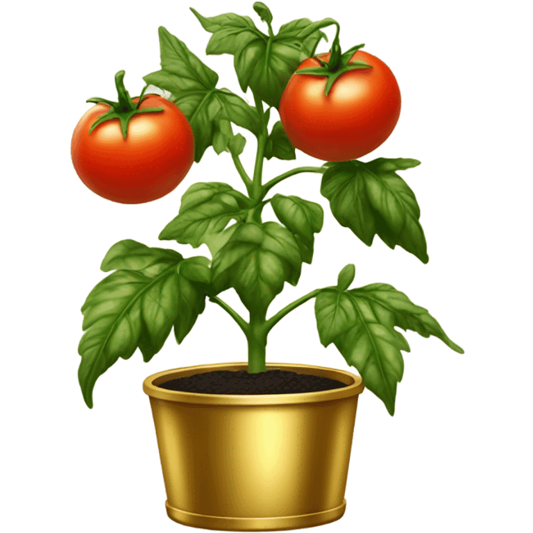 Tomato plant with Black tomatoes on in a gold pot emoji