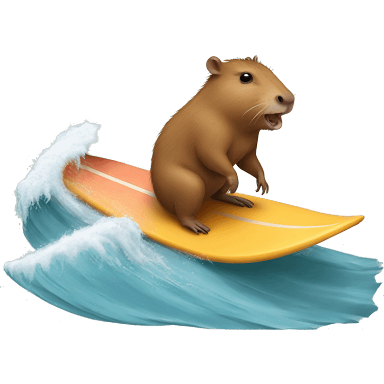 capybara surfing with a rat on its back emoji