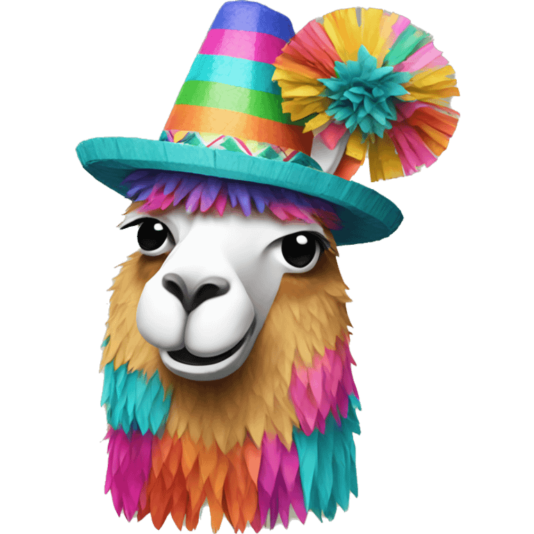 colorful llama-shaped pinata with a mexico hat emoji