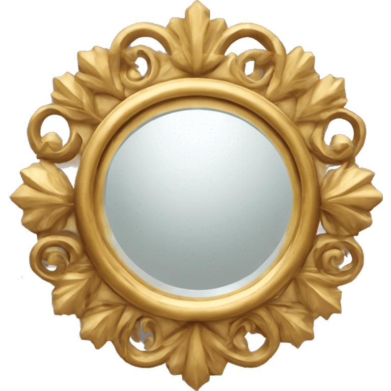 ornate round golden mirror with twinkles emoji