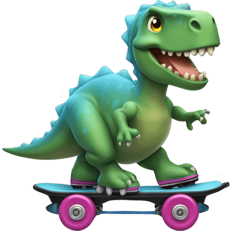 Dinosaur on roller skates emoji