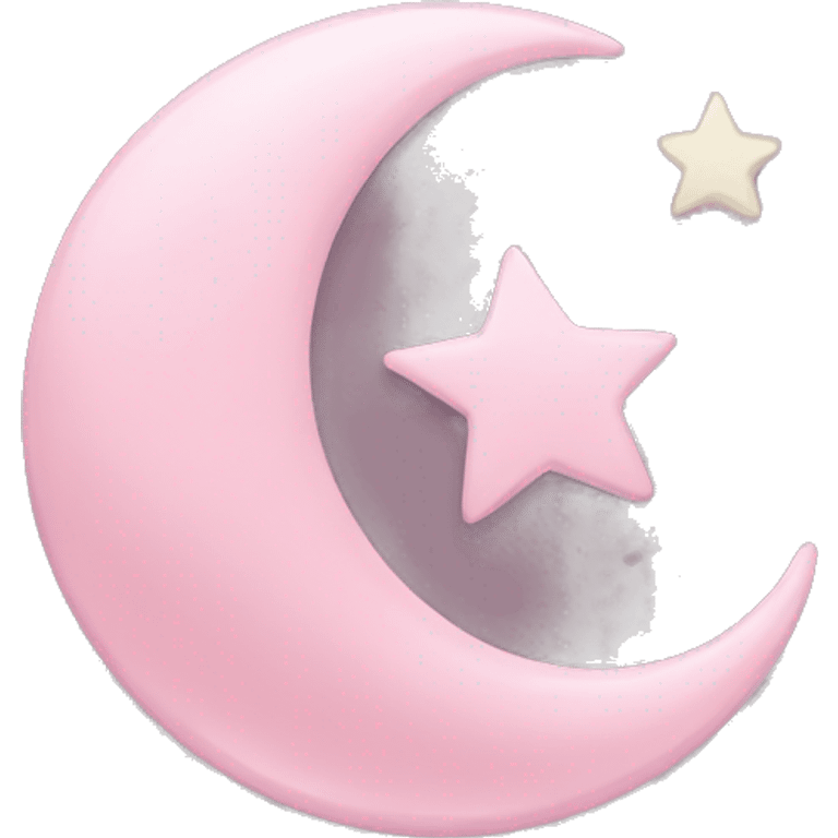 Light pink crescent with light pink moon and star  emoji