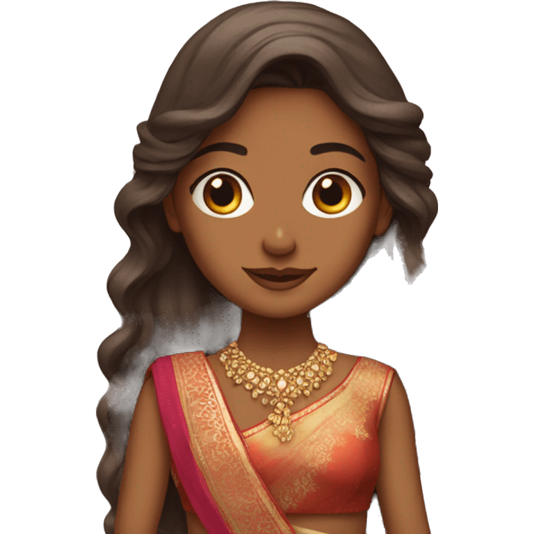 Long hair Brown girl with lehenga emoji