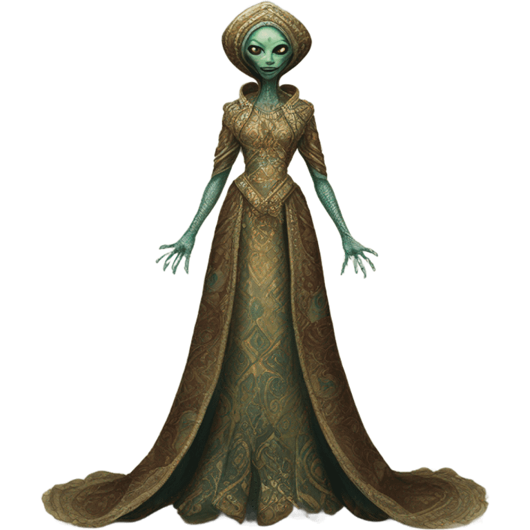 a Reptilian alien woman full body in Romanov dress emoji