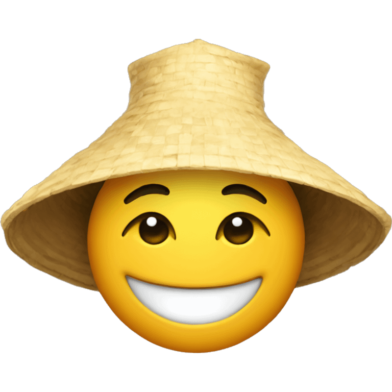 I need emoji face with the Chinese hat, smiling emoji