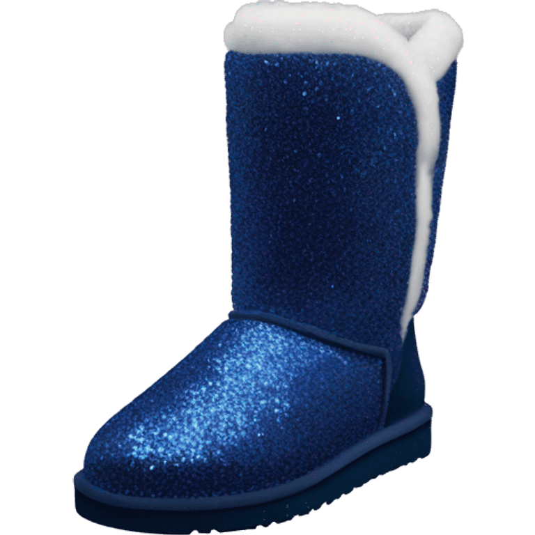 Realistic navy blue Sparkle glitter and fur Ugg boots. emoji