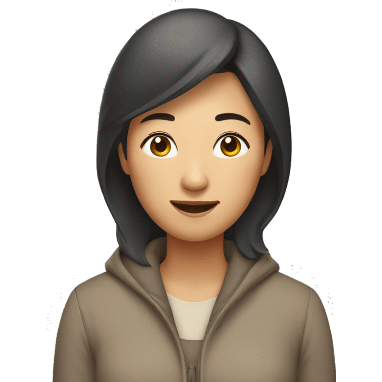 an Asian mother with a warm and warm impression emoji