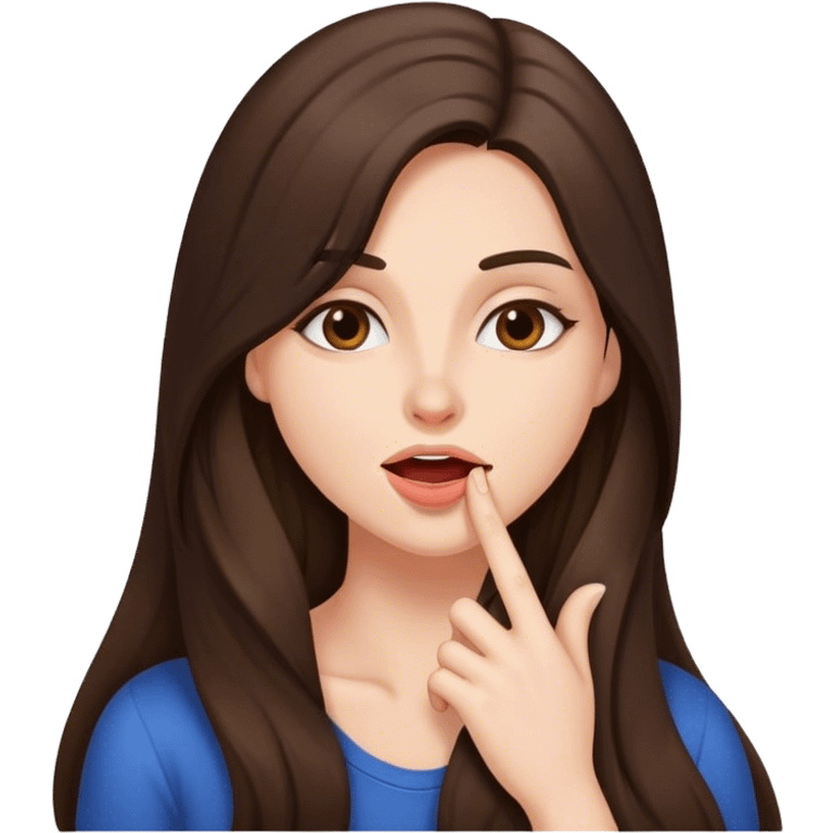 Brunette with long hair snickering  emoji