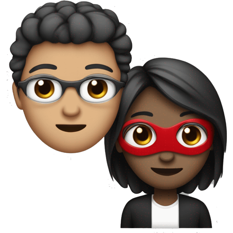 Um bobo da corte vemelho e preto com uma máscara minimalista branca com dois cortes vermelho nos olhos e uma boca aberta sorrindo vazia  emoji