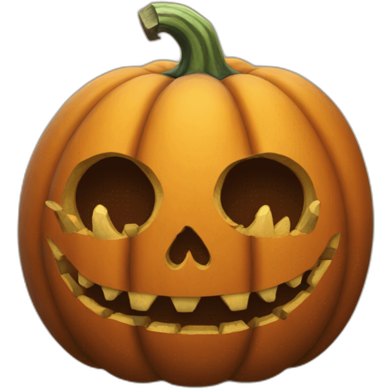 a Halloween pumpkin with skeleton hands takes root emoji