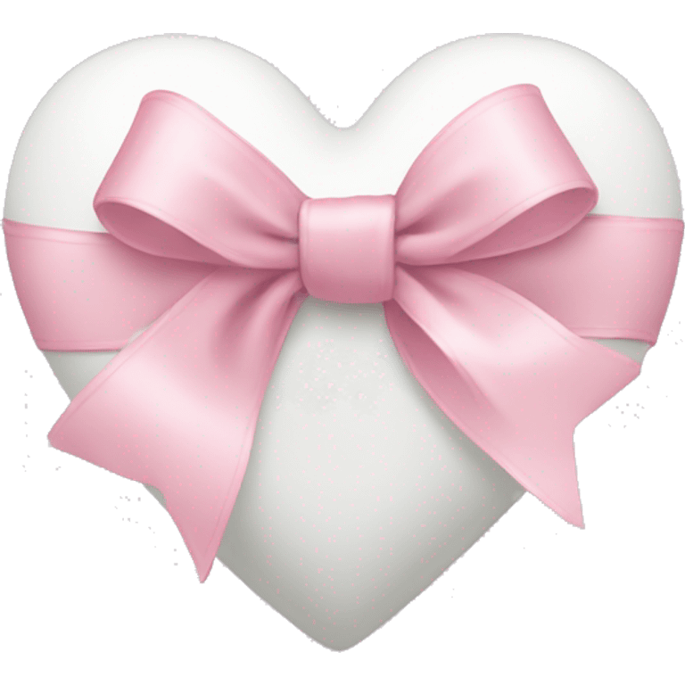 white heart with light pink ribbon bow emoji