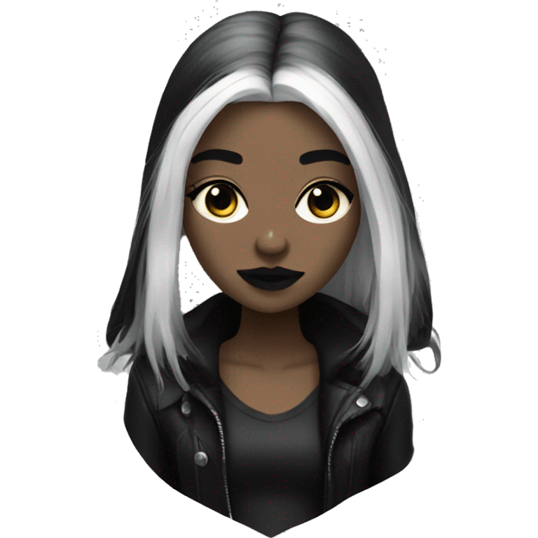 goth girl with black and white hair emoji