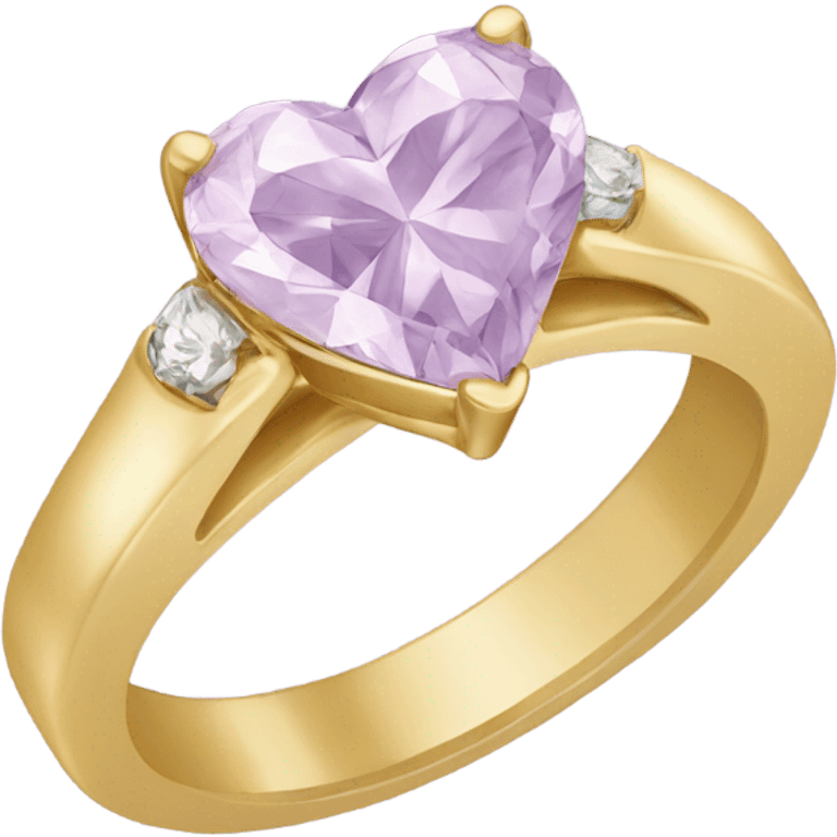 Gold engagement ring with light purple heart diamond  emoji