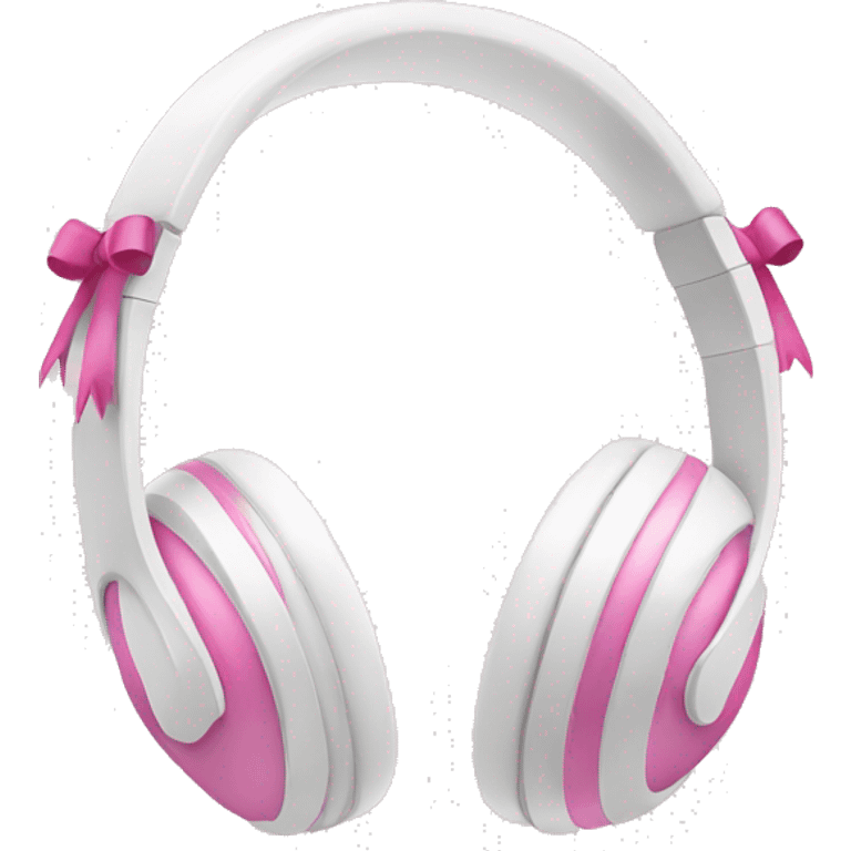 White headphones with pink bows emoji