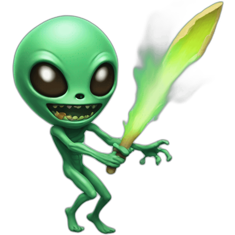 Alien hitting a rip emoji