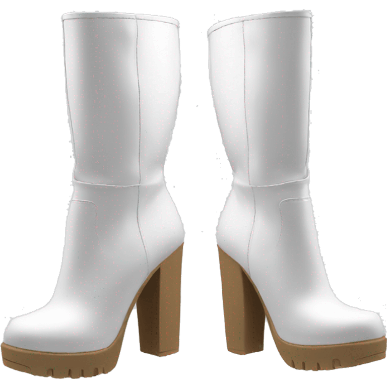 white knee high chunky heel boots emoji