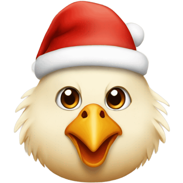 Chicken with a Christmas hat  emoji