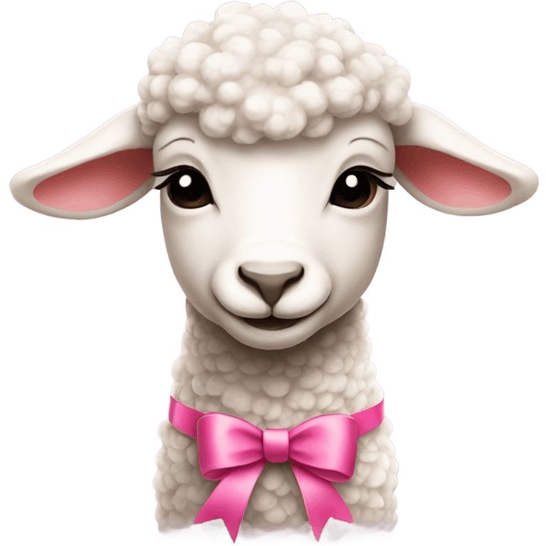 Lamb rococo with pink bow realistic emoji