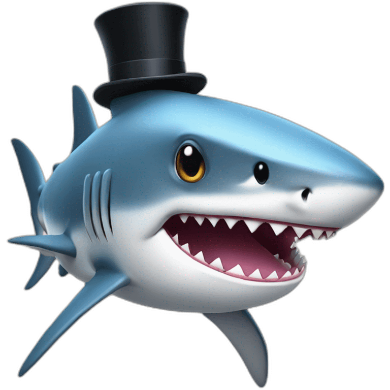 Shark with a top hat emoji