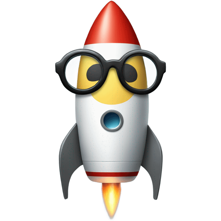 Rocket with glasse emoji