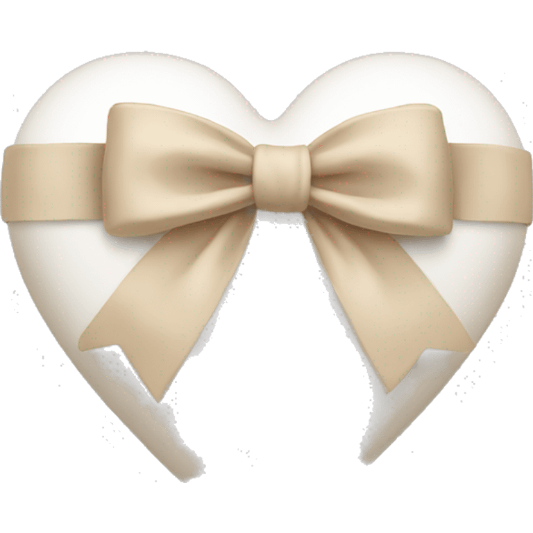 white heart with beige bow emoji