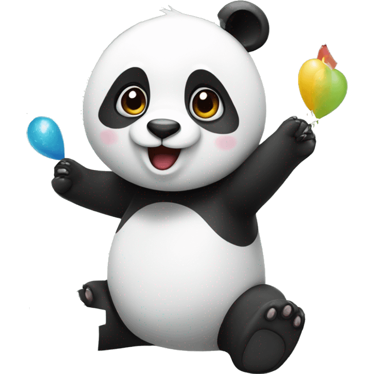 Panda celebrating birthday and coding emoji