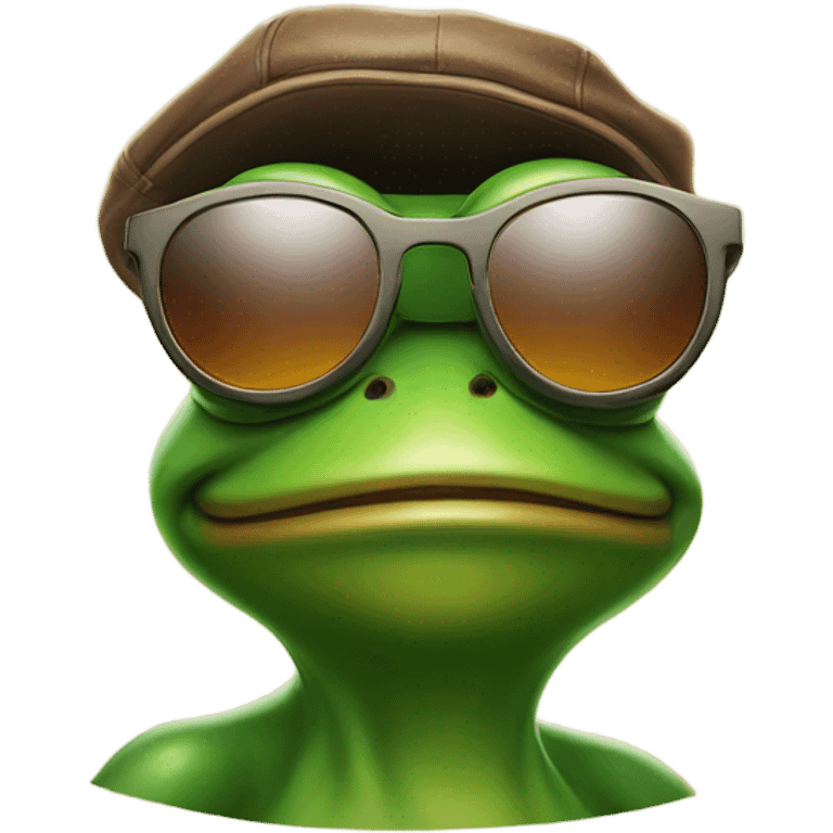 three cool Pepe frogs in sunglasses emoji