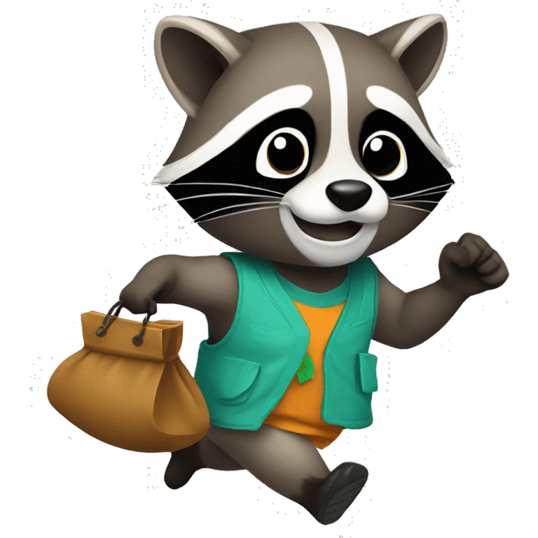 Raccoon runs with a with moneybag emoji