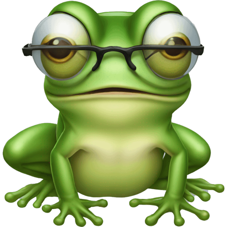 Frog with glasses catching a fly with tongue emoji