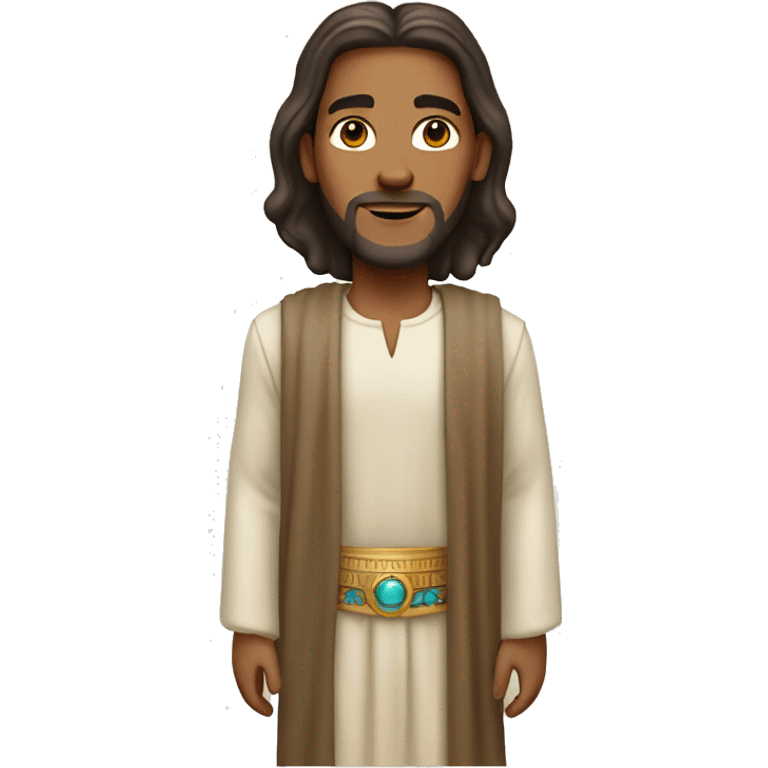 Jesus with classic taper haircut,  Egyptian skin tone wearing pants emoji