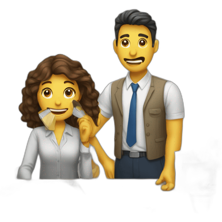 pareja trabajando en la oficina emoji