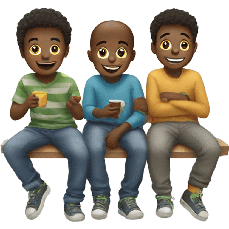 three boys enjoying indoors emoji