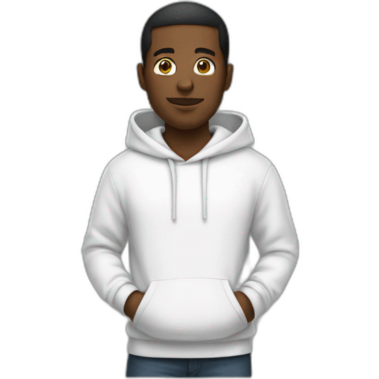 black man with a white hoodie emoji