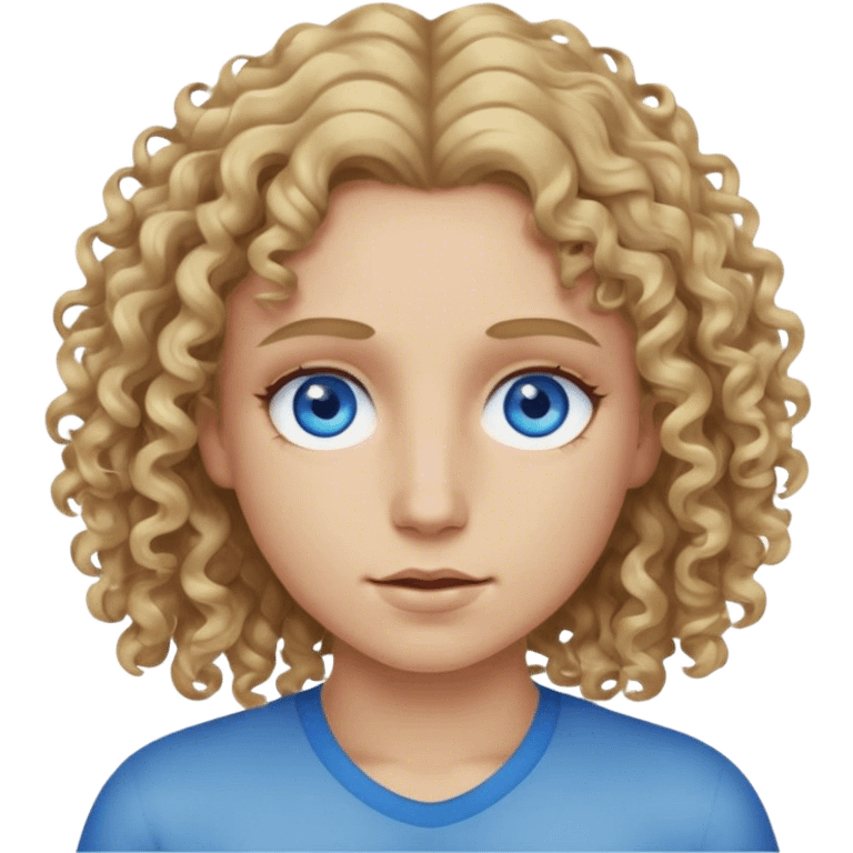 dirty blonde blue eyes curly hair middle part emoji