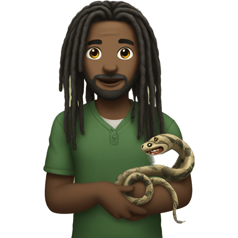 someone with dreads holding a snake emoji