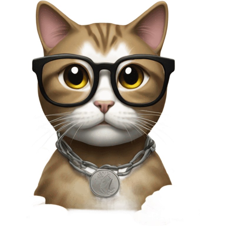 cat in brutal glasses with coins emoji