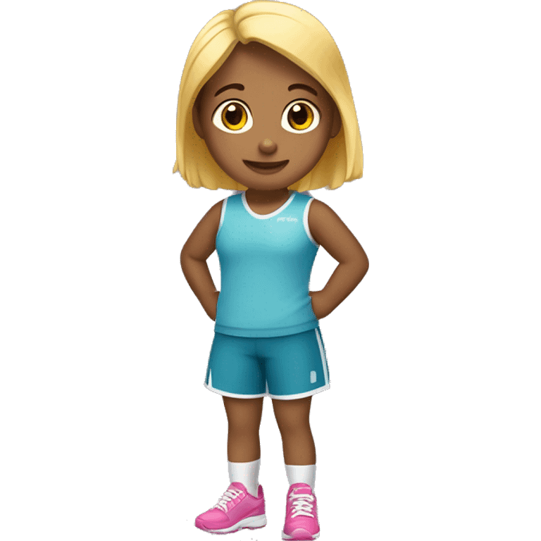 niña pequeña con ropa de deporte emoji