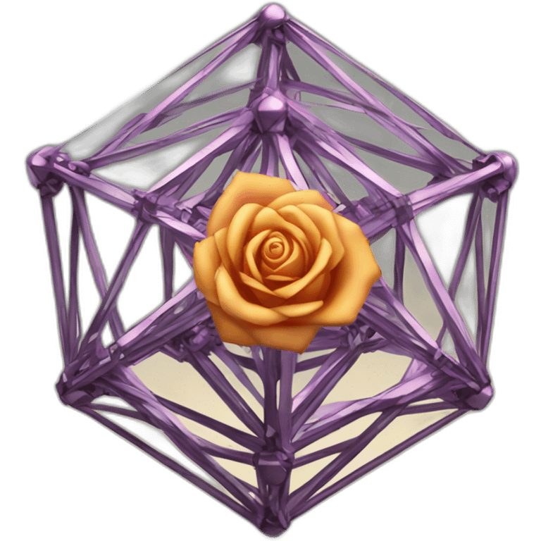 Digital mechanical rose in a octahedron emoji