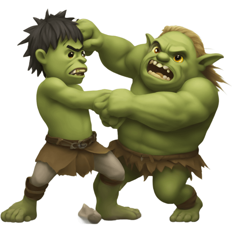 Troll fighting ogre emoji