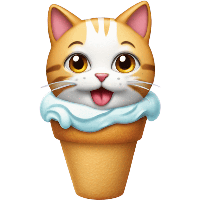 Gatito con helado en la cabeza emoji