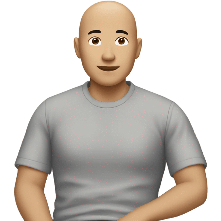 Weird Asian bald guy chilling at capital one cafe emoji