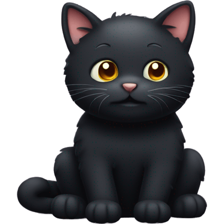 Sweet big black cat with wool emoji